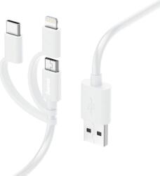 Hama Cablu Hama 187200, microUSB 3-in-1 cu adaptor pentru USB-C, Lightning, 1 m (Alb) (Hama 187200)
