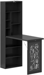 HomCom Összecsukható Íróasztal Könyvespolccal, Táblával és Összecsukható Étkezőasztallal, 98x51x153 cm, Sötétszürke - pepita - 51 170 Ft