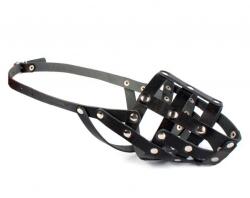 COLLAR Botniță pentru câine din piele neagră - ciobănesc german
