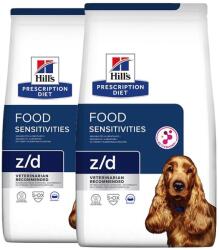 Hill's Hill's Prescription Diet z/d Alergii și granule de îngrijire a pielii pentru câini 2 x 10 kg