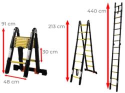 Ztrust scara telescopica cu doua tronsoane 7 trepte | 4, 4 m | Aluminiu (TAL3044Y)