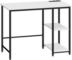 HomCom számítógépasztal - fekete/fehér, megfordítható polcokkal és beépített USB-vel