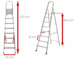 Ztrust scara cu platforma uz casnic Numar trepte: 8 buc | Inaltime podium: 1, 6 | Aluminiu (HL0108)
