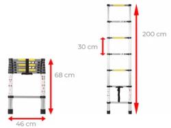 Ztrust scara telescopica 7 trepte | 2 m | Aluminiu (TTL1020)