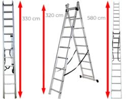 Ztrust scara multifunctionala cu 2 segmente 2 x 12 trepte | 5, 8 m | Aluminiu (TL212)