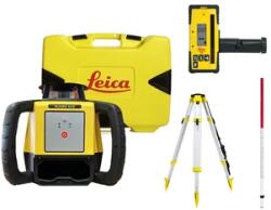 Leica Nivela laser rotativ Leica Rugby 610 Rosu | 0 - 800 m | 4 x baterii + suport baterii | In valiza (810945CS+RodEye160)