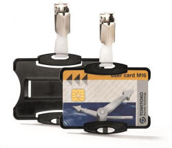  Azonosítókártya-tartó, 54x85 mm, csiptetővel, DURABLE, fekete