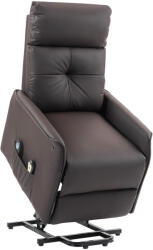 Homcom Összecsukható Fotel Elektromos Lifttel, Vibrációs és Hőmérsékletű Masszázsfotel Távirányítóval és Zsebbel, 67x89x102 cm, Barna