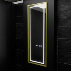  Téglalap alakú LED tükör, 45x140cm, Elena Marcello radarérzékelővel, páramentesítő rendszerrel, órával és hőmérővel, fényerő-szabályozható, Dressing Couture