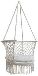  Kerti függő hintafotel, szürke boho fészek, Ø80 cm, 150 kg teherbírás (KX3288)