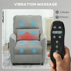Homcom Fűthető Relaxfotel, 8 Masszázspont és 5 Üzemmód, Tessuto Chenille, Sötétszürke