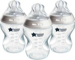 Tommee Tippee Set biberoane cu autosterilizare Natural Start, 0 luni+, 3 bucati*260 ml, Tommee Tippee