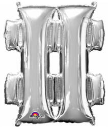  Ezüst Silver mini fólia lufi hashtag ikon 33 cm - pepita - 238 Ft