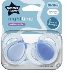 Tommee Tippee Suzete ortodontice Night Time, 18-36 luni, 2 bucati, Albastru, Tommee Tippee