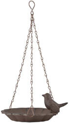 Esschert Design Felakasztható Öntöttvas Madáretető és Itató, Egy Kismadárral