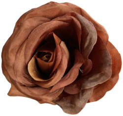 Élethű selyem nyílott rózsafej barna 8cm