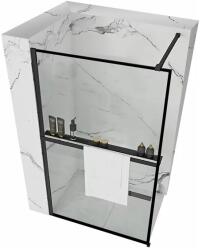Rea Paravan de dus tip Walk-in Rea Bler 80x195 cm si etajera cu suport negru (KPL-K7637)