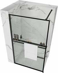 Rea Paravan de dus Bler cu raft si cuier Evo Negru 70cm, Rea (KPL-K7636)