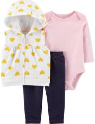 CARTERS Carter's Set 3 Részes Rövid Újjú Body, Pulóver, Nadrág Hosszú Ujjú Hearts Lány NB/ 56-os Méret