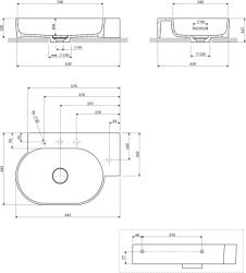 Omnires Ovo M+ mosdótál 64x44 cm sarok klasszikus-mosdótálak szürke/kő matt OVO645UWPAG (OVO645UWPAG)