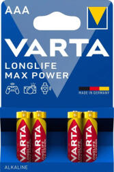 VARTA 4db Varta Longlife Max Power AAA mikro vékony ceruza elem távirányítóhoz (LR03)
