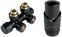 Novaservis - Fekete, középső csatlakozású sarok radiátorkészlet ZTD30BL (NR0096)