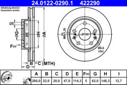 ATE Disc frana ATE 24.0122-0290.1