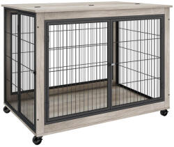  Beltéri kutyakennel, 98×64×69 cm, fékezhető kerekek, nyitható tető, stabil szerkezet, biztonságosan zárható, könnyen tisztítható (HOP1001763)