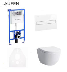 Laufen Ineo falsík alatti tartály szett fehér nyomólappal + Laufen Pro fali WC Soft-Close ülőkével (SET-LA-20251124111)