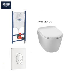 GROHE Rapid SL WC-tartály szett fehér nyomólappal + Balneo Luxa Rimless fali WC, SoftClose ülőkével (FGR-SET-2025112111024)