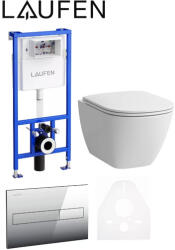 Laufen Ineo falsík alatti tartály szett króm nyomólappal + Laufen Lua fali WC Slim SoftClose ülőkével (SET-LA-202511211005)