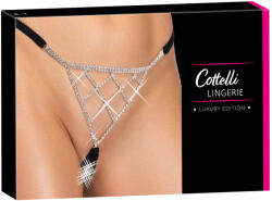 Cottelli Collection - nyitott string tanga ezüst dísszel - fekete (S-L) (23229271101) - szexshop