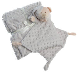 Gamberritos takaró - plüss buborékos anyagú 80x110cm plüss szundikendővel maci szürke 10339 - babycenter-online