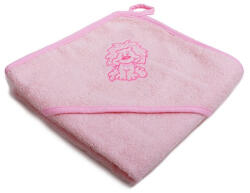  Vaganza hímzett fürdőlepedő, fürdetőkesztyűvel 110*110 cm - rózsaszín oroszlán