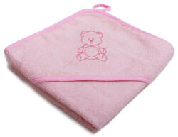  Vaganza hímzett fürdőlepedő, fürdetőkesztyűvel 110*110 cm - rózsaszín maci