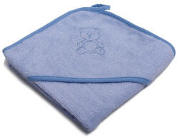  Vaganza hímzett fürdőlepedő, fürdetőkesztyűvel 110*110 cm - kék maci