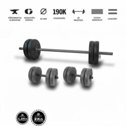 GazoFitness GazoFitness® Hardcore Szett 45 Kg (Menetes kézisúlyzórúddal) fekete