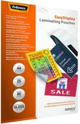 Fellowes A4 80mic öntapadó hátlapos 25db-os fényes lamináló fólia (5601703) - procompkft