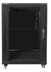 Lanberg FF01-6615-12B 19" 15U SZÉL: 600mm MÉLY: 600mm MAG: 848mm lapraszerelt üvegajtós fekete rack szekrény (FF01-6615-12B) - procompkft