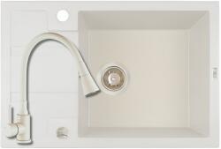 Laveo SBB_J13T+BCK_J62K - LAVEO Barbados 65 mini csepptálcás gránit mosogató dugókiemelővel 650X440 jázmin + LAVEO CORIA zuhanyváltós jázmin csaptelep szett (SBB_J13T+BCK_J62K)