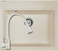 Laveo SBT_J10Y+BCK_J62K - LAVEO Tau 6 gránit mosogató 570x500 jázmin + LAVEO CORIA zuhanyváltós jázmin csaptelep szett (SBT_J10Y+BCK_J62K)