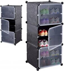 Hurtnet HÖGLER Moduláris Push-Fit cipős szekrény könyvespolc bútor, fekete, tágas, 6 szint (3408)