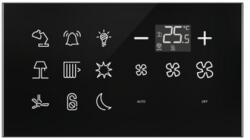 Schneider Electric Glass Touch Panel, SpaceLogic, Panou sticla Modbus, dublu, combo: Panou pat cu 9 butoane+Termostat (SLGM09BT07)