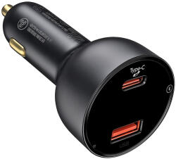 Autolife Autós USB-s gyorstöltő (100W) , voltmérővel, USB/USB-C csatlakozás, Autolife 04AC