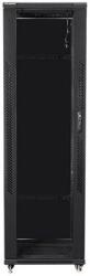 Lanberg FF01-6642-12B 19" 42U SZÉL: 600mm MÉLY: 600mm MAG: 2047mm lapraszerelt üvegajtós fekete rack szekrény (FF01-6642-12B) - procompkft