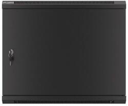 Lanberg WF01-6409-00B 19" 9U SZÉL: 600mm MÉLY: 450mm MAG: 512mm lapraszerelt fémajtós fekete fali rack szekrény (WF01-6409-00B)