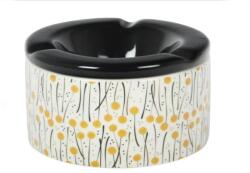 Padonio virág mintás kerámia hamutartó - fekete -1 (M-23048-fekete-1)