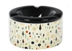 Padonio virág mintás kerámia hamutartó - fekete -3 (M-23048-fekete-3)