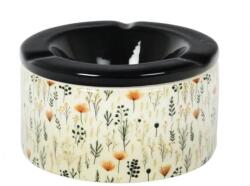 Padonio virág mintás kerámia hamutartó - fekete -2 (M-23048-fekete-2)