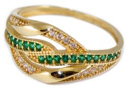 Ékszershop Zöld - fehér köves arany gyűrű (1328831)